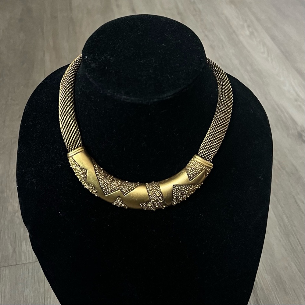Vintage Monet Gold Mesh Statement Necklace